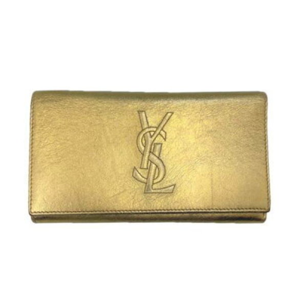 Saint Laurent Bifold Wallet Long YSL Yellow PARIS Case Card Bill Coin - Picture 1 of 1